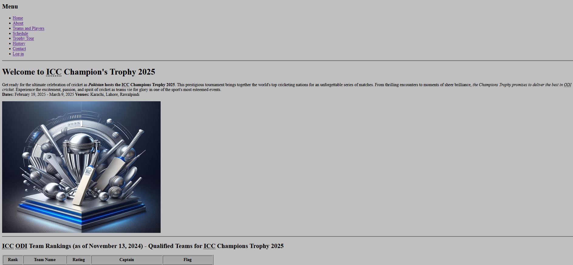 Projects ICC Champions Trophy 2025 Muhammad Ali Dev Portfolio